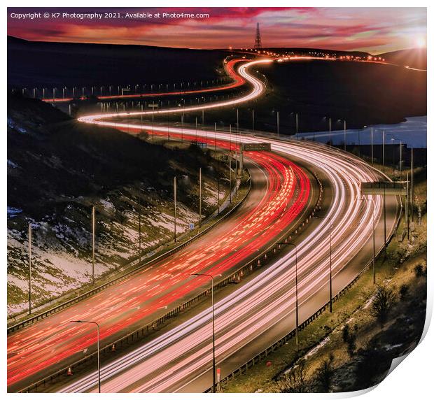 The M62 at Night Print by K7 Photography