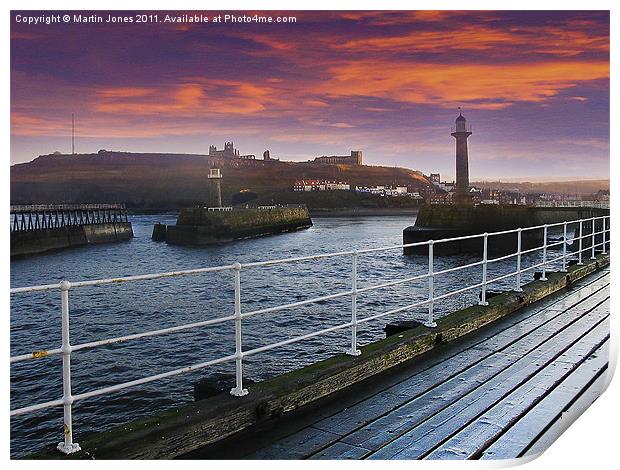 Whitby Harbour Sunset Print by K7 Photography