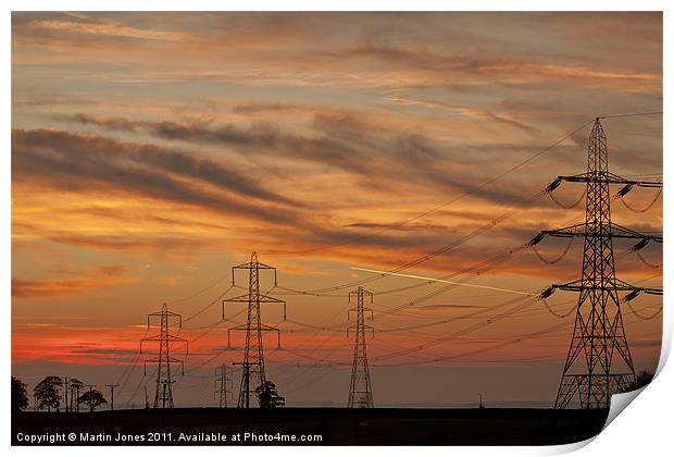 Megawatt Alley Pylon Sunset Print by K7 Photography