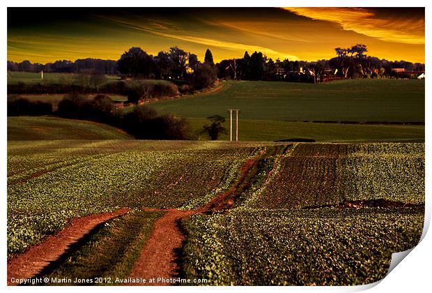 Green Lane Sunset Print by K7 Photography