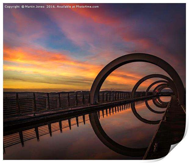 Sunset at the Falkirk Wheel Print by K7 Photography
