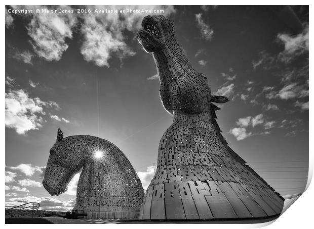 Late Evening Sun at The Kelpies Print by K7 Photography