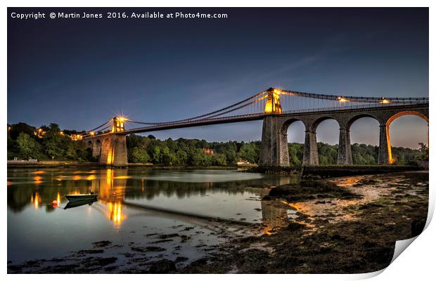 Thomas Telfords Menai Bridge Print by K7 Photography