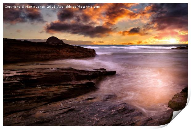 Sunset over Trebarwith Strand Print by K7 Photography