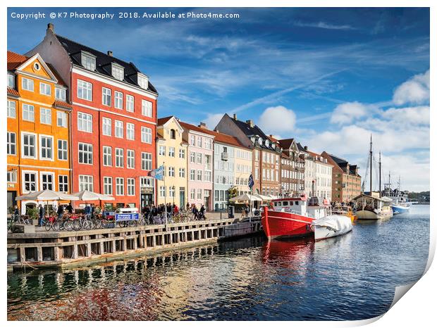 Nyhavn, Copenhagen, Denmark Print by K7 Photography