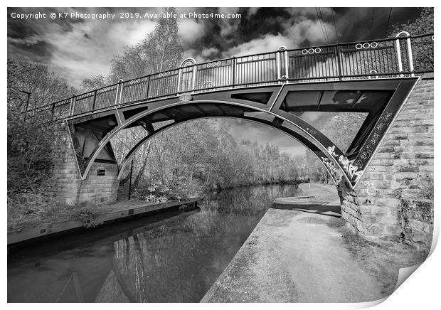 Brown Baley Bridge, Tinsley Canal, Sheffield Print by K7 Photography