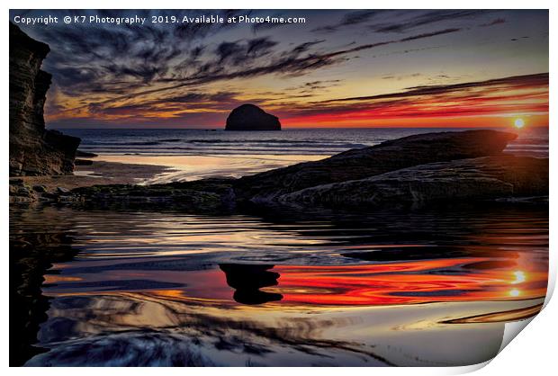 The Stark bastion of Gull Rock, Trebarwith Strand, Print by K7 Photography