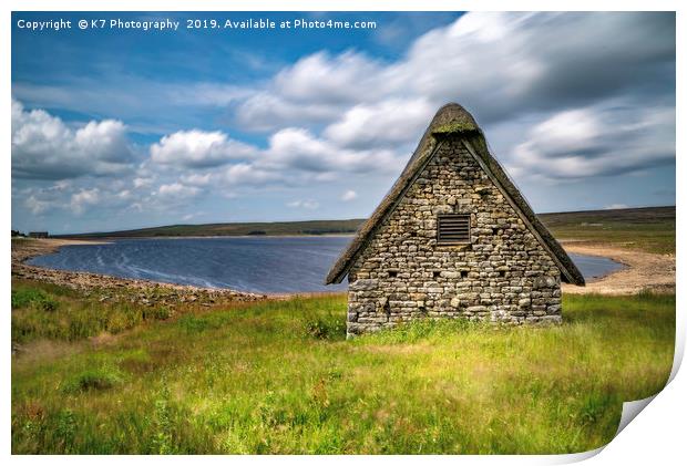 Thatched Barn, Grimwith Reservoir, Yorkshire Dales Print by K7 Photography