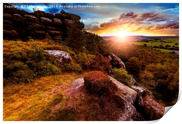 Sunset over Nidderdale, North Yorkshire Print by K7 Photography