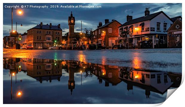 Thirsk Market Place after an Evening Downpour  Print by K7 Photography