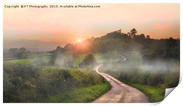 Mist over Knowle Hill Print by K7 Photography