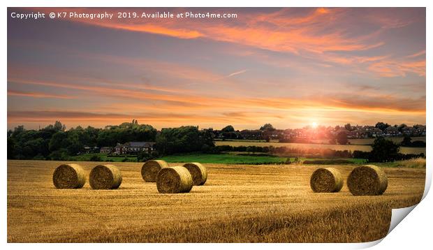 Harvest Sunset in Rotherham, South Yorkshire Print by K7 Photography