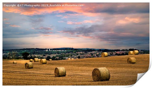 Straw Bales in Rotherham, South Yorkshire. Print by K7 Photography
