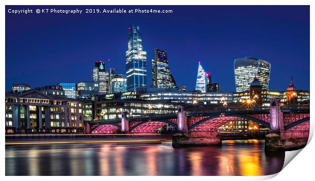 Illuminated River - Southwark Bridge Print by K7 Photography