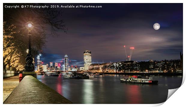 The Lambeth Embankment - Parliament View Print by K7 Photography