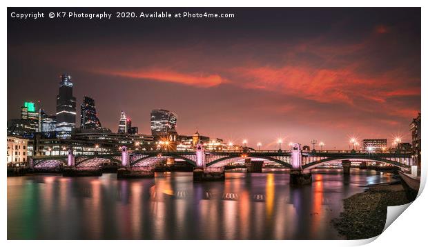The Illuminated River Project - Southwark Bridge Print by K7 Photography