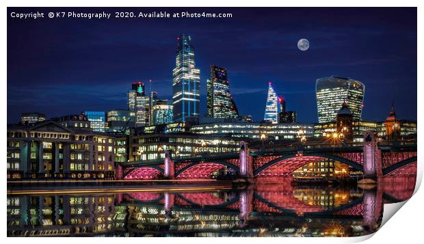 The Illuminated River at Southwark Bridge Print by K7 Photography