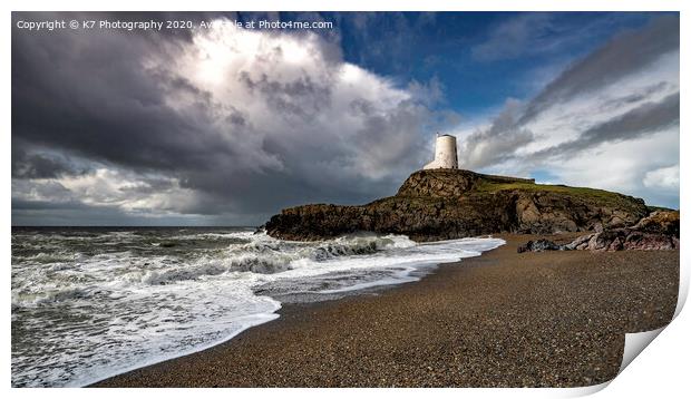 Llanddwyn Lighthouse, Llanddwyn Island, Anglesey Print by K7 Photography