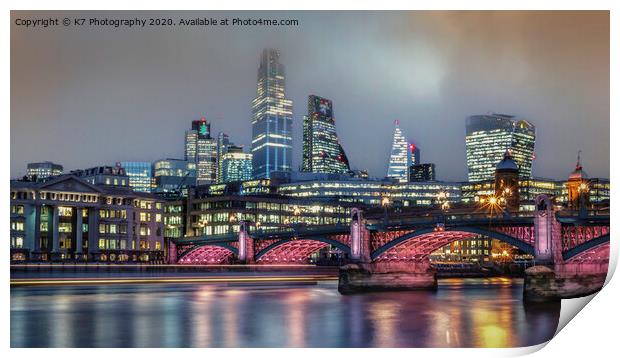 Mystical Light Trails in Iconic London Print by K7 Photography