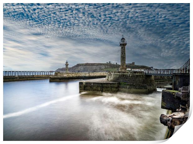 Whitby Harbour on the North Yorkshire Coast Print by K7 Photography