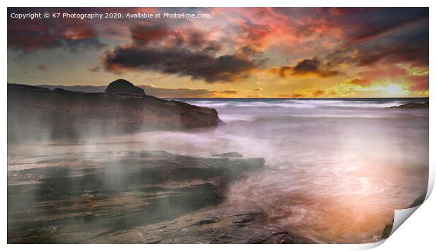  Gull Rock and Trebarwith Strand, North Cornwall Print by K7 Photography