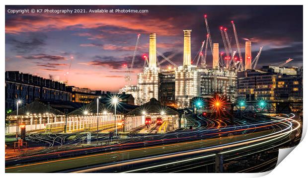 Illuminating Battersea Power Station Print by K7 Photography