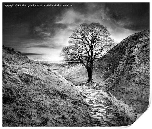Sycamore Gap, Hadrians Wall, Northumberland Print by K7 Photography