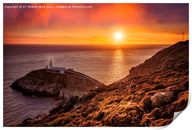 South Stack Lighthouse, on the Isle of Anglesey Print by K7 Photography
