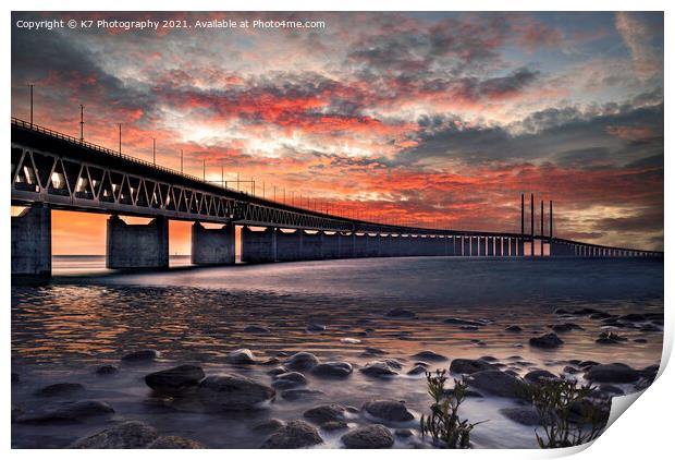 The Majestic Oresund Bridge Print by K7 Photography