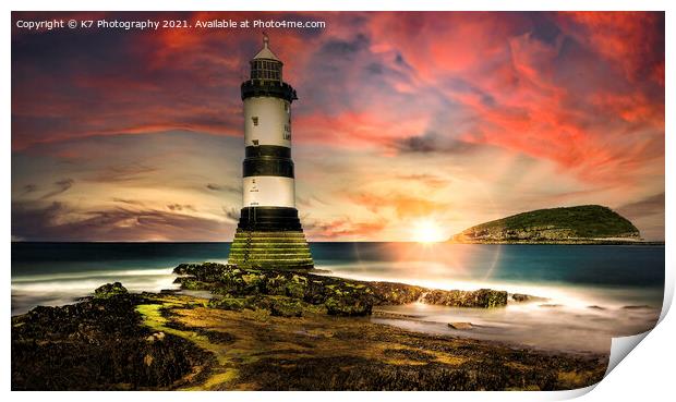Penmon Lighthouse Print by K7 Photography