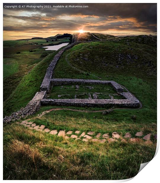 Hadrians Wall Sunrise Print by K7 Photography