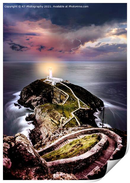 Storm Over South Stack Lighthouse, Anglesey Print by K7 Photography