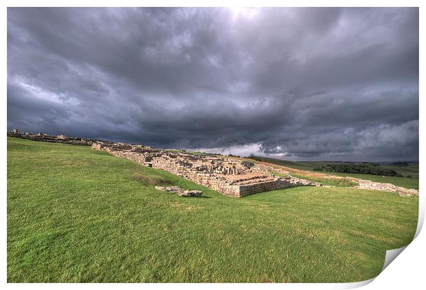 Hadrians Wall at Housesteads Print by Nigel Bangert