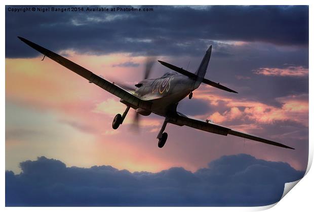  Spitfire Sunset Print by Nigel Bangert