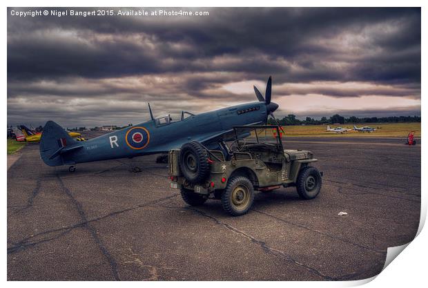  Reconnaissance Spitfire and Jeep Print by Nigel Bangert