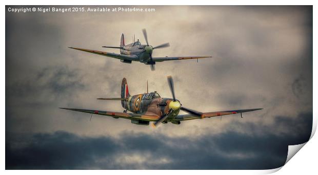  Spitfire Flypast Print by Nigel Bangert