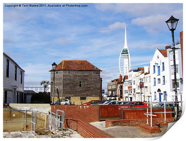 Old Portsmouth Flood Gates Print by Terri Waters