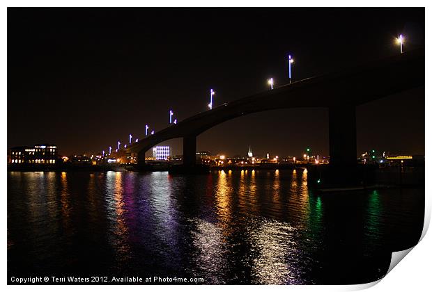 Itchen Bridge Reflections at Night Print by Terri Waters