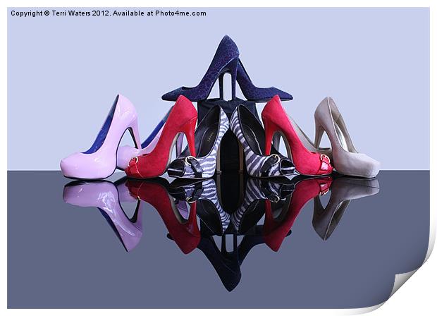 A Pyramid of Shoes Print by Terri Waters