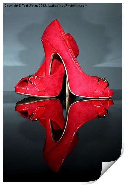 Red stiletto high heeled Shoes Print by Terri Waters