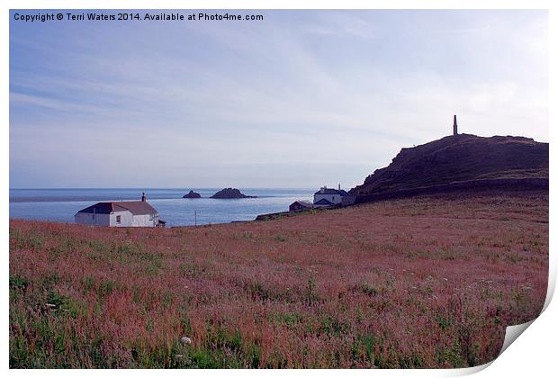 View From St Helen's Oratory Cape Cornwall Print by Terri Waters