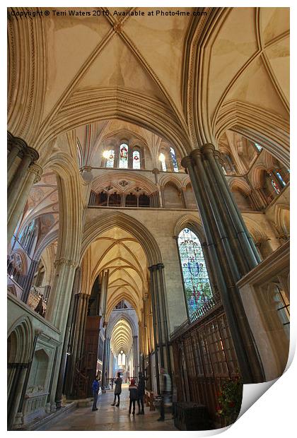  Salisbury Cathedral South Aisle Print by Terri Waters