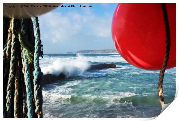 Wave at the Buoys  Print by Terri Waters