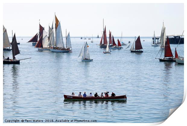 Mylor Gig at the Falmouth Classics Parade Print by Terri Waters