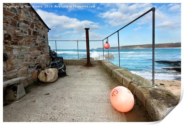 A Winter Day in Sennen Cove Print by Terri Waters