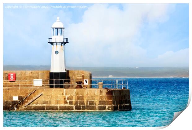 St Ives New Lighthouse Print by Terri Waters