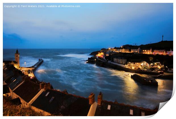 Porthleven at Night Print by Terri Waters
