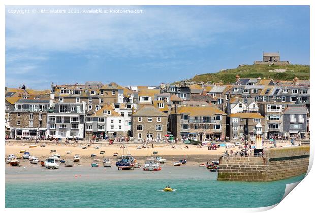 St Ives and St Nicholas Chapel Print by Terri Waters