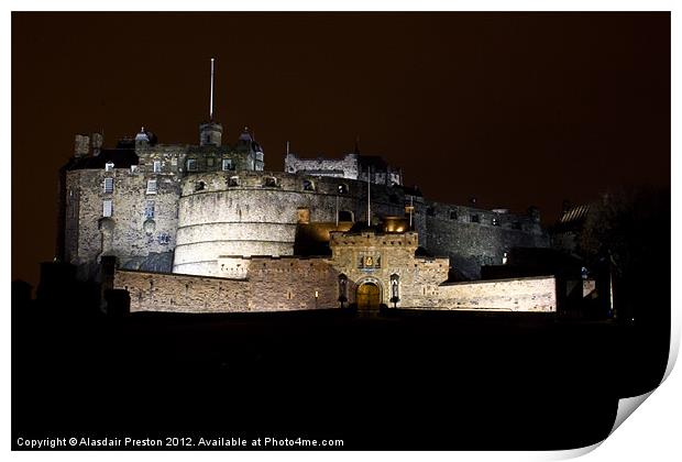 Edinburgh Castle at night Print by Alasdair Preston