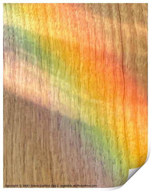 Muted rainbow colours on wood Print by DEE- Diana Cosford